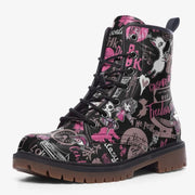 Black Graffiti Vegan Combat Boots