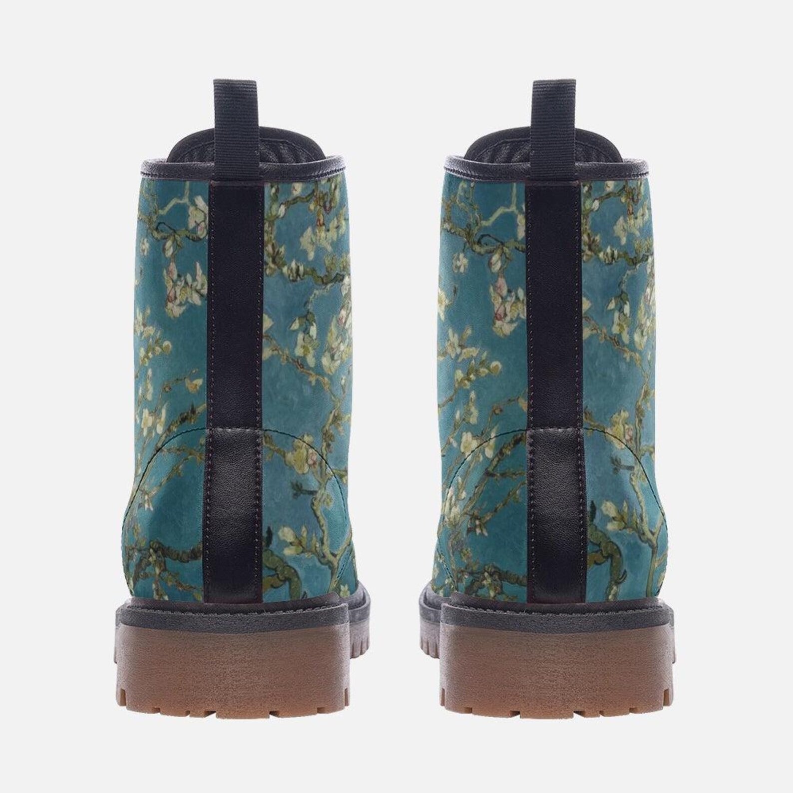 Blue Wild flowered Vegan Combat Boots