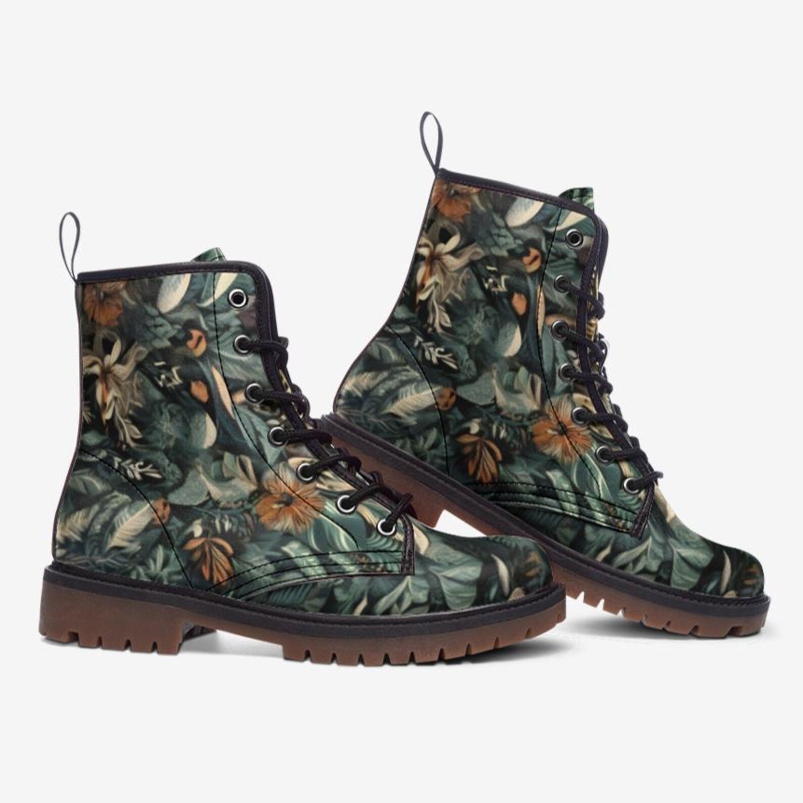 Dark Green Jungle Floral Boots