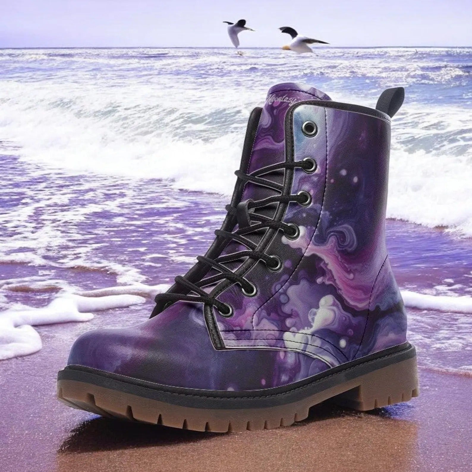 Galactic Swirl Purple Combat Boots