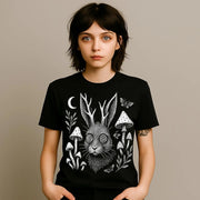 Trippy Cryptid Tshirt: Jackalope Horror Shirt, Rabbit Mushroom Graphic Tee