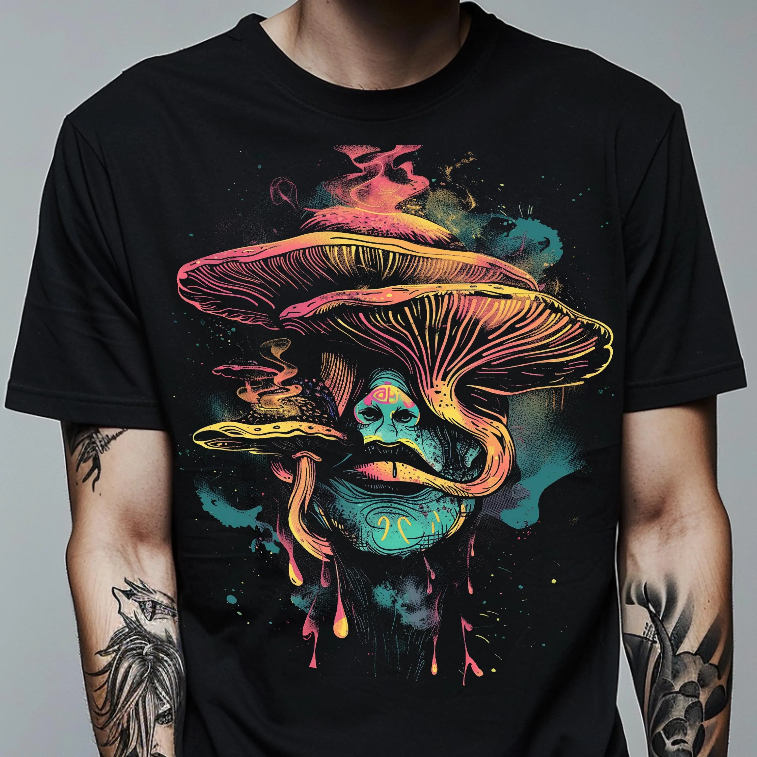 Trippy Mushroom Tshirt - Retro Psychedelic Alt Clothing