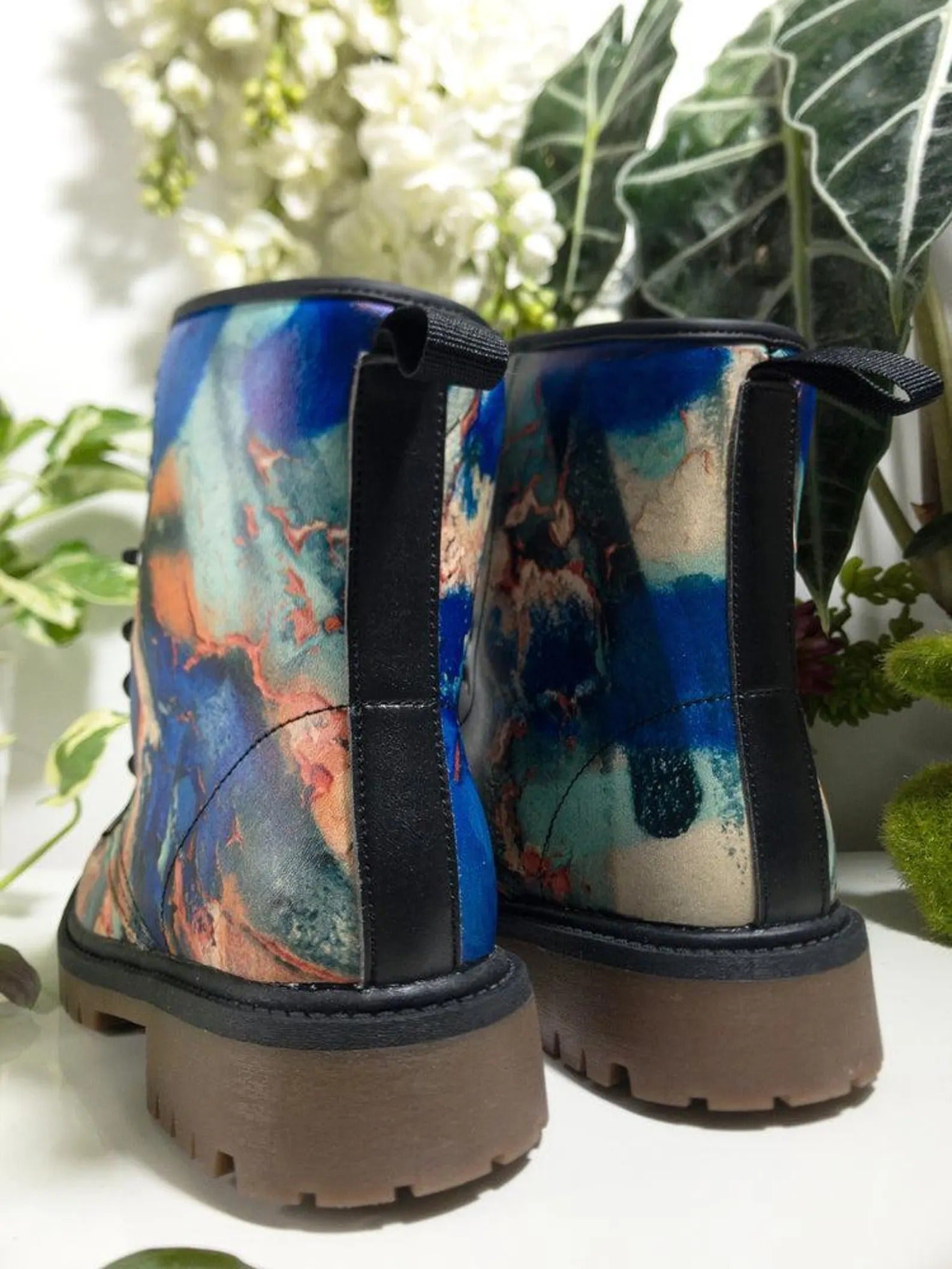 Abstract Art Combat Boots Vegan Leather