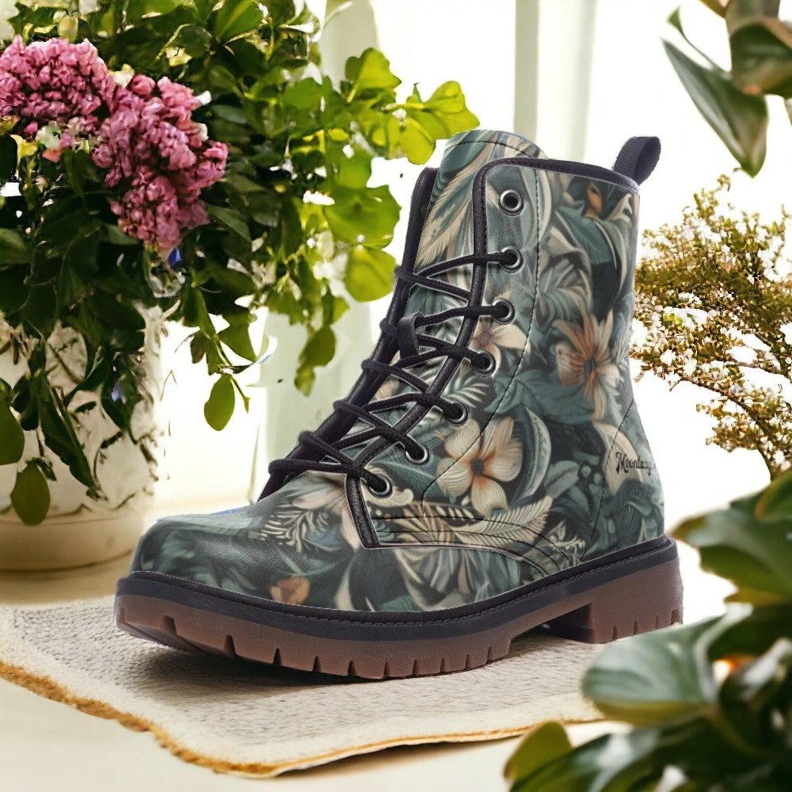Dark Green Jungle Floral Boots