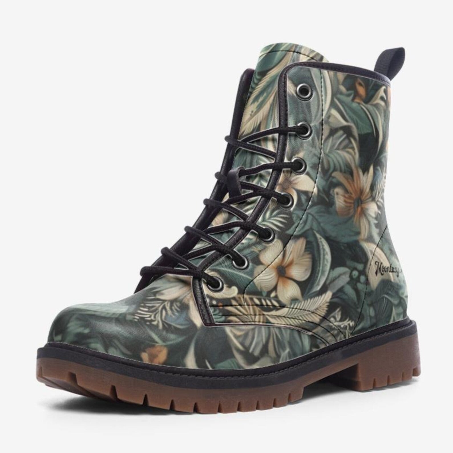 Dark Green Jungle Floral Boots