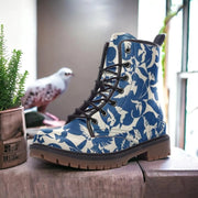 Pigeons Pattern Vegan Leather Boots