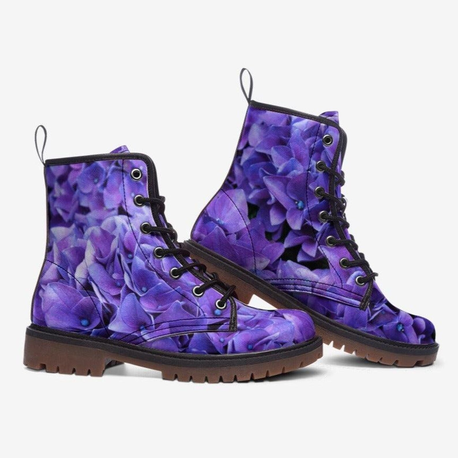 Purple Blossom Vegan Combat Boot