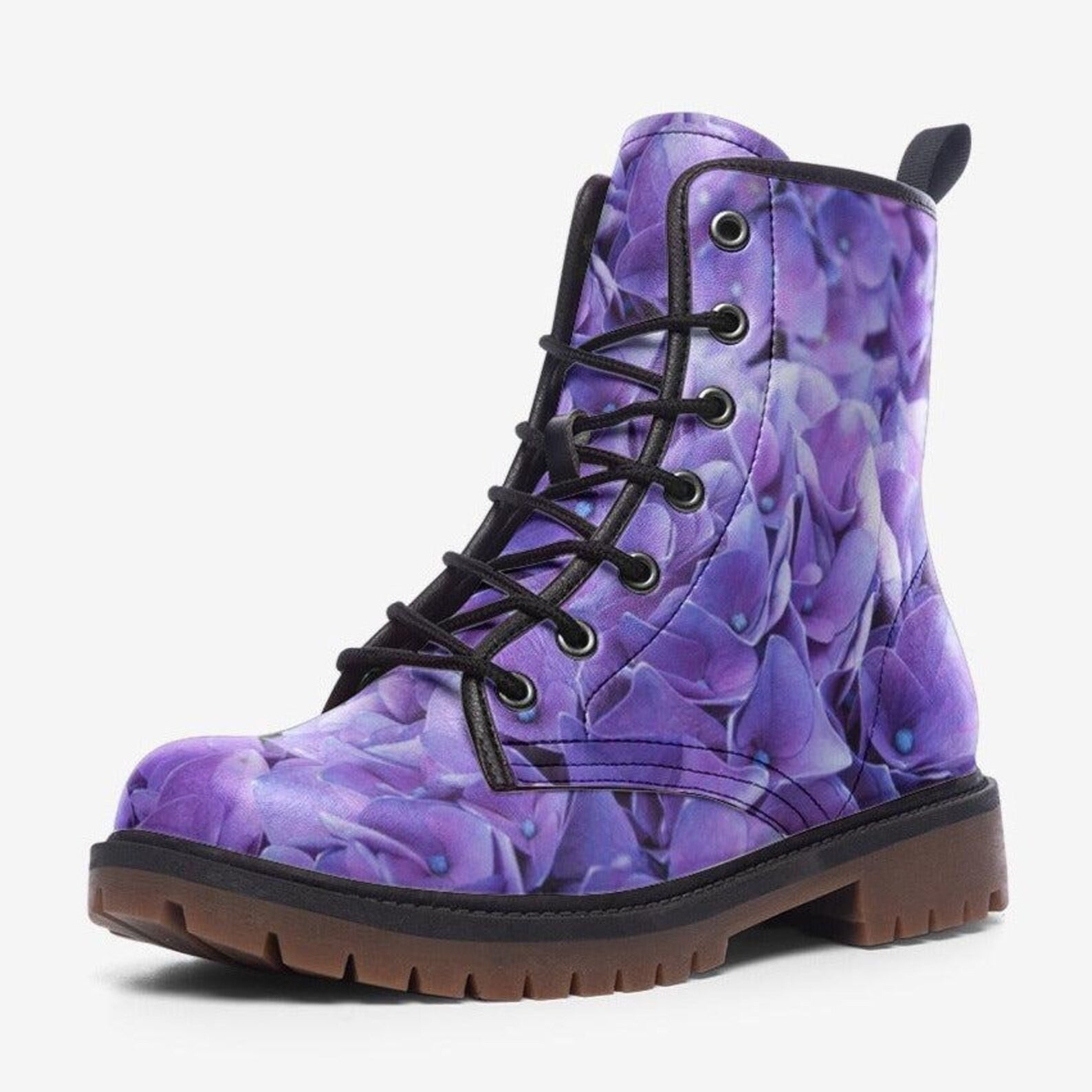 Purple Blossom Vegan Combat Boot